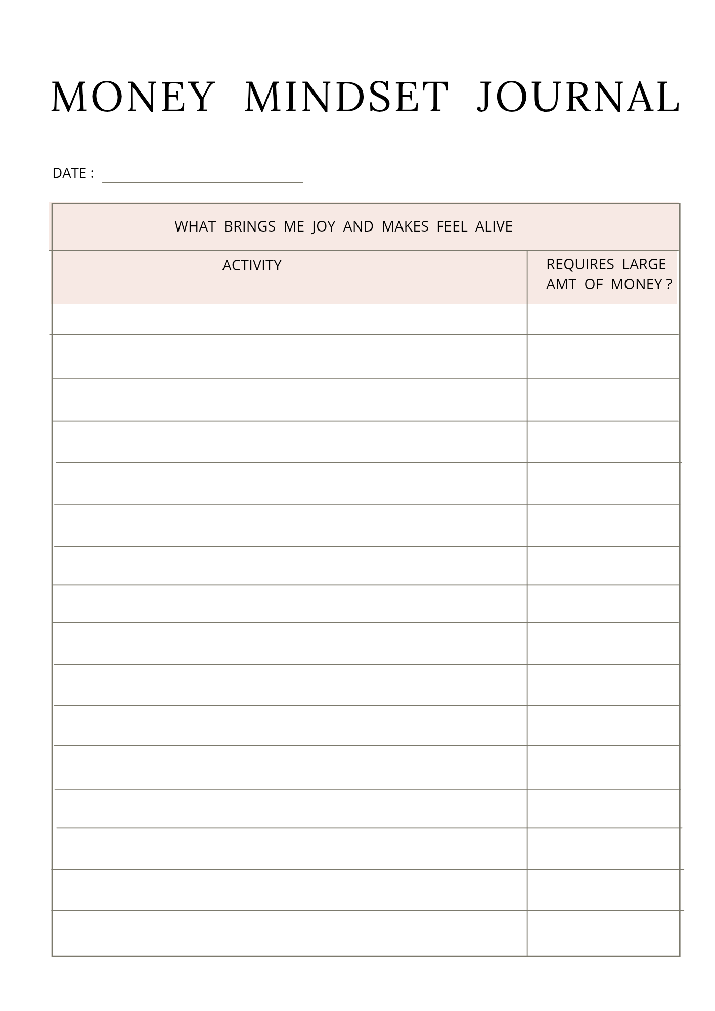 Money Mindset Planner